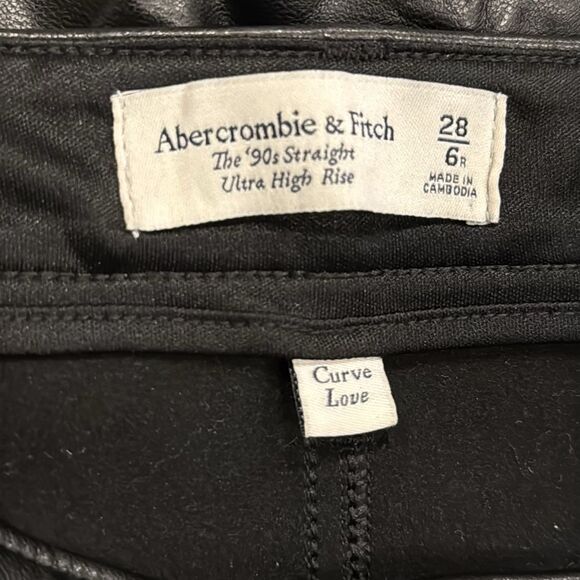 Abercrombie & Fitch The 90’s Straight Ultra High Rise Faux Leather Pants 28 6R - Picture 4 of 6
